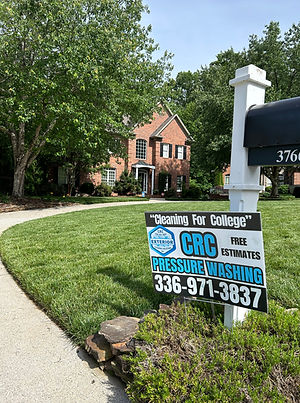 A picture of a House CRC Pressure Washing complete in Winston Salem, NC with the slogan Cleaning for College