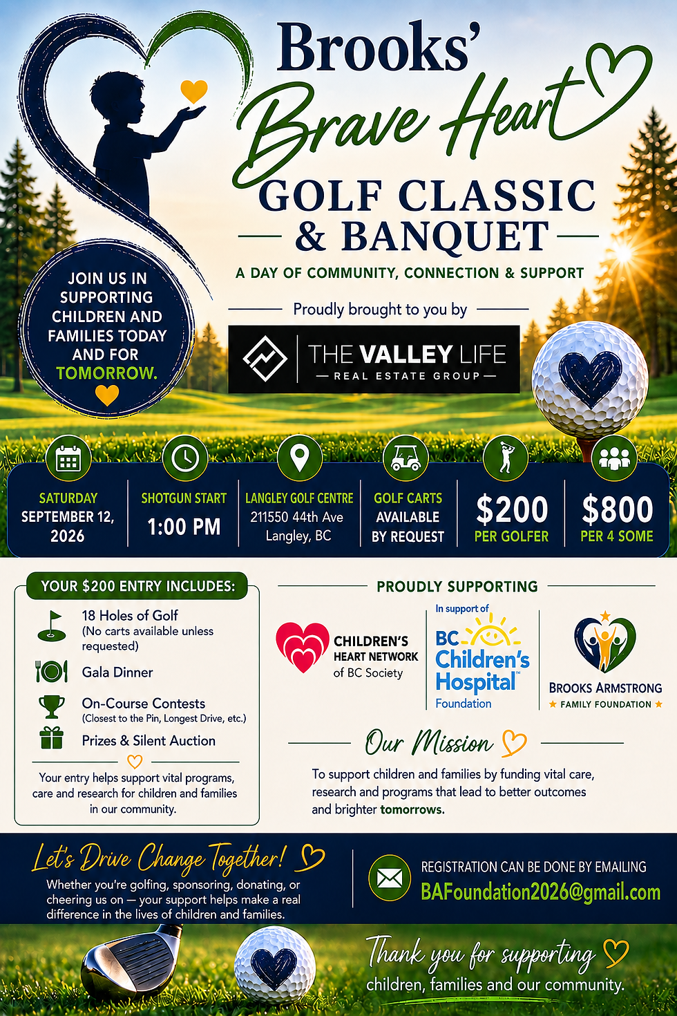 Brooks Armstrong Annual Charity Golf Tournament Sponsored By The Valley Life Real Estate Group