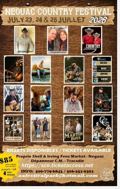 NEGUAC COUNTRY FESTIVAL 2026 WEEKEND PASS/PASSE FIN DE SEMAINE