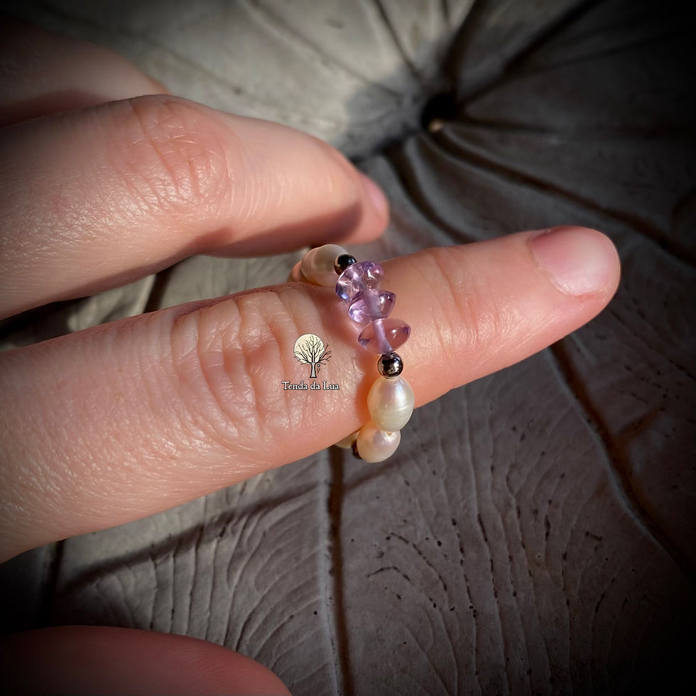 Miniatura: Anel Pérolas e Ametistas - Tam 17/18