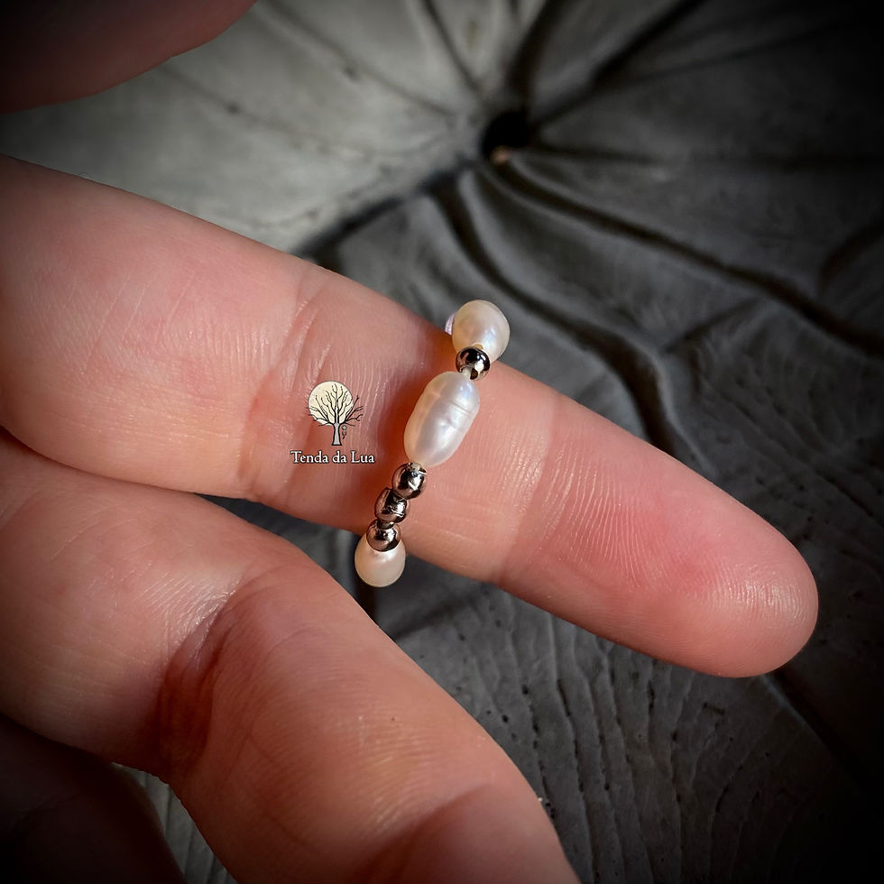 Miniatura: Anel Pérolas, Água-marinha e Ametista - Tam 16/17