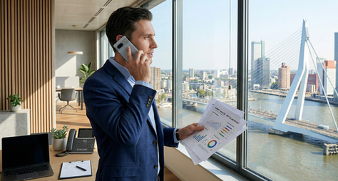 Man belt over oplossing in zijn kantoor en bespreekt de opties met IPCloud
