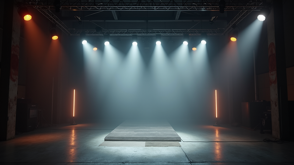 Vista panorámica de un escenario con iluminación y sonido profesional