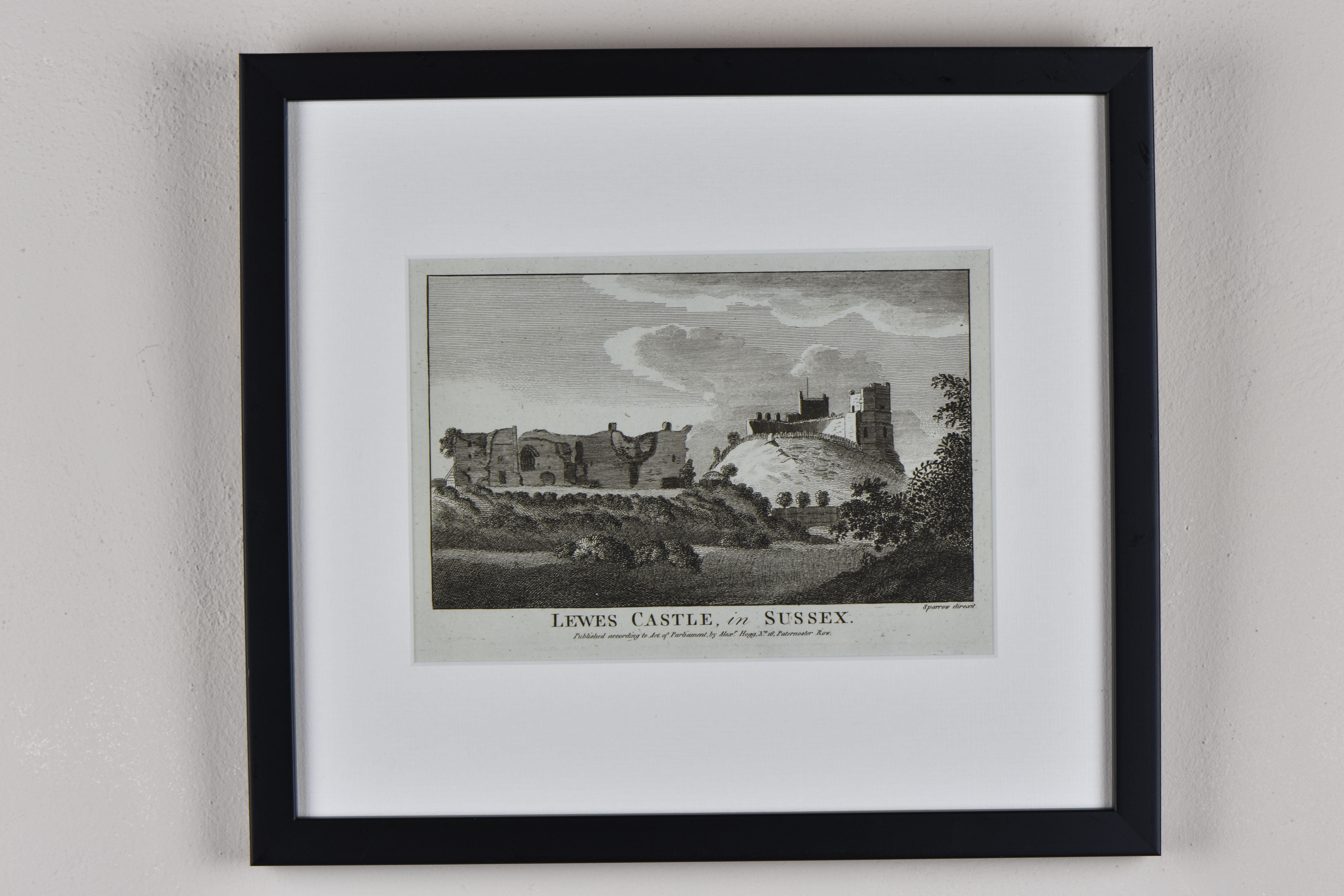Lewes Castle in Sussex - Framed Antique Print