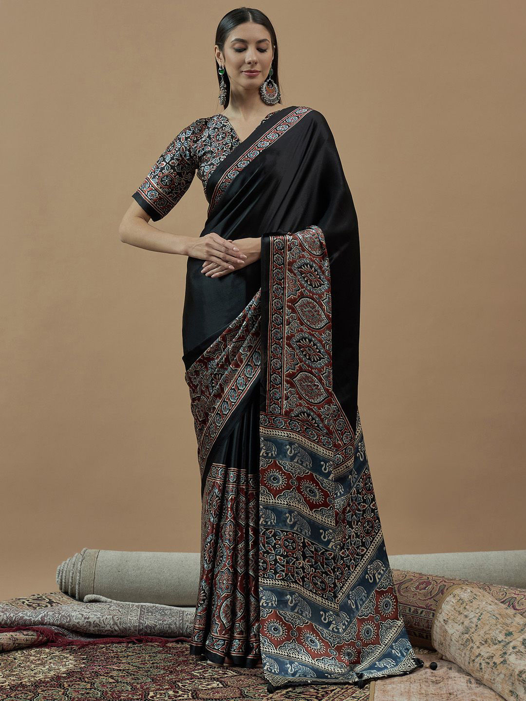 Crepe Ajrakh Saree