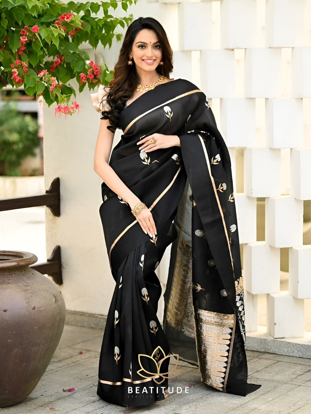Black Woven Zari Banarasi Saree