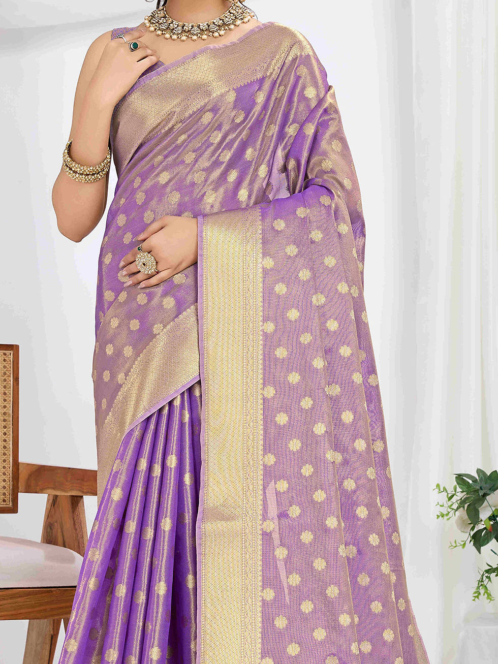 Thumbnail: Vagmi Pure Tissue Silk Banarasi Saree VAG 1010 PL1 Purple