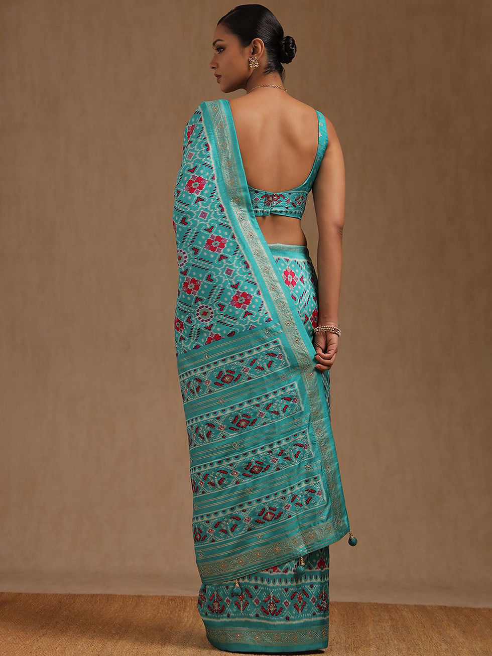 Thumbnail: Sky Blue Ikkat Patola Silk Saree