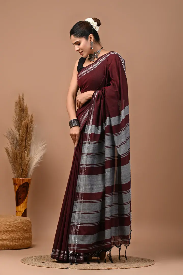 Thumbnail: Neelakshi hand woven cotton saree NEE 2990 MR