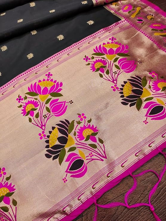 Thumbnail: Lokya Woven Paithani Banarasi Silk Dupatta LOK 8031 BK1