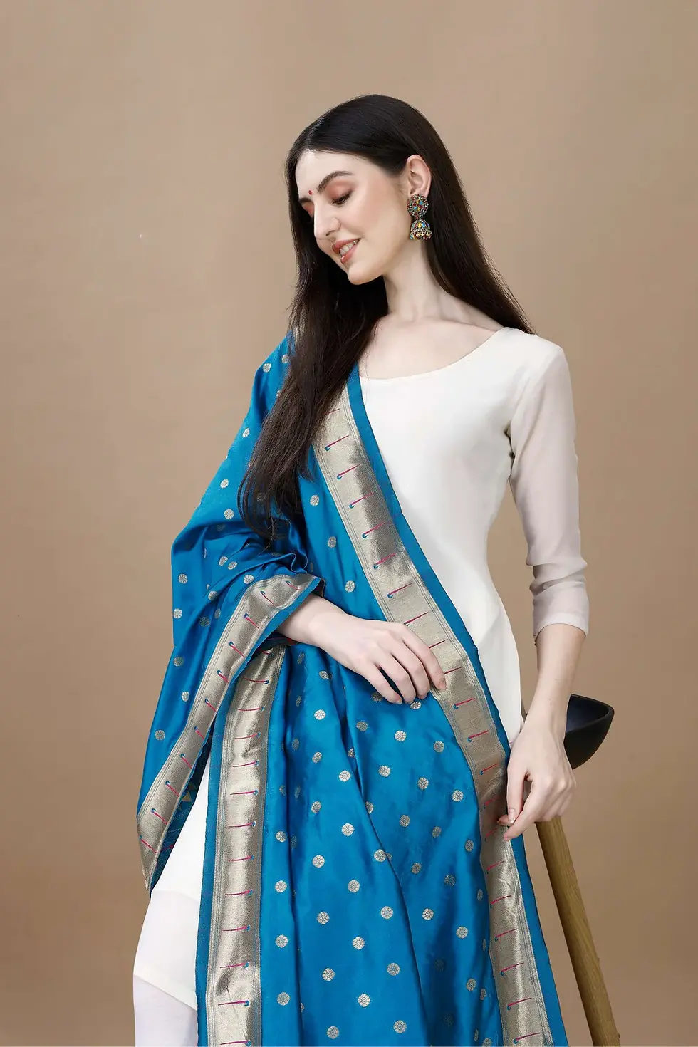 Thumbnail: Hansika Woven Paithani Silk Dupatta HNS 6031 BL