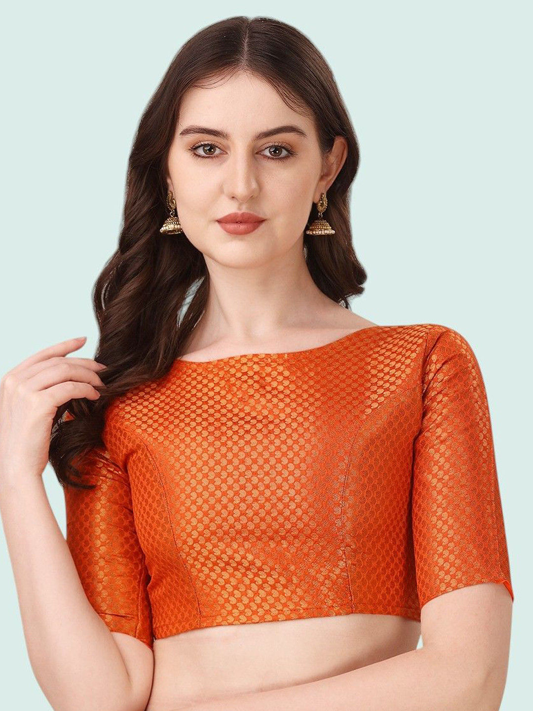 Anji woven design boat neck blouse ANJ 1800 OR