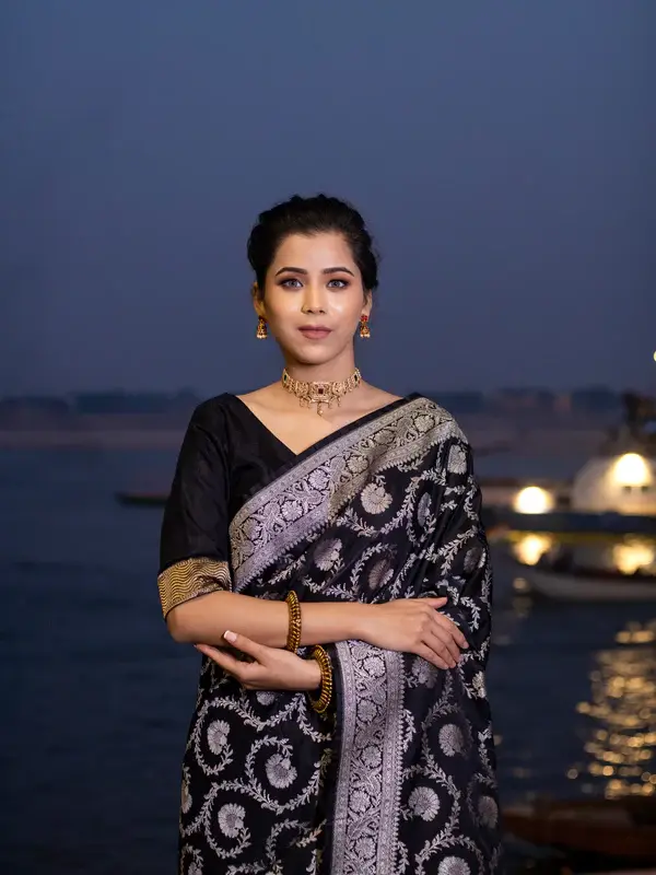 Thumbnail: Divyakriti Mashru Silk Saree DYK 8602 BK