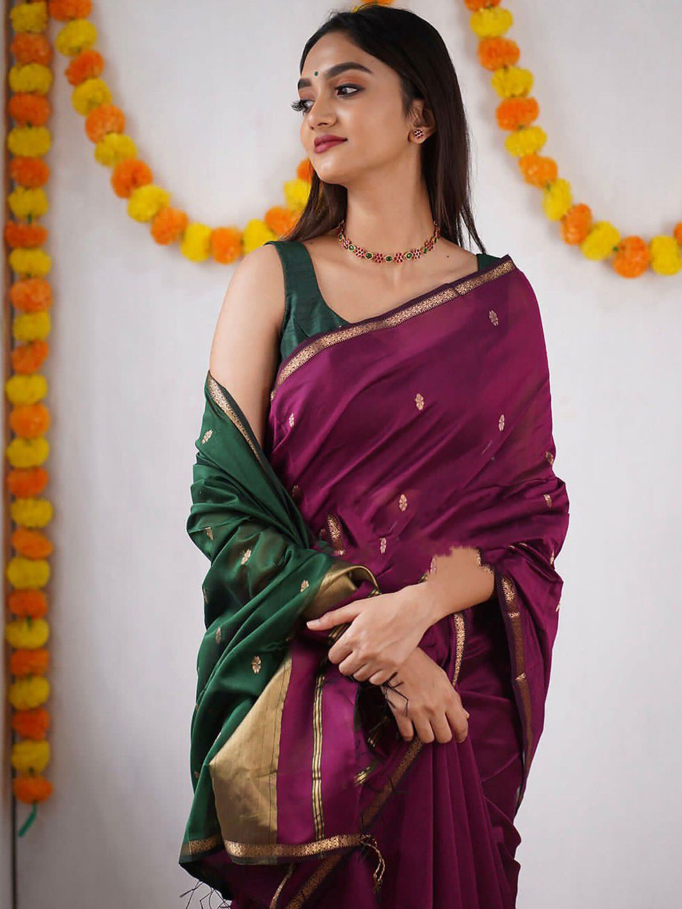 Thumbnail: Cotton Silk Maheswari Saree