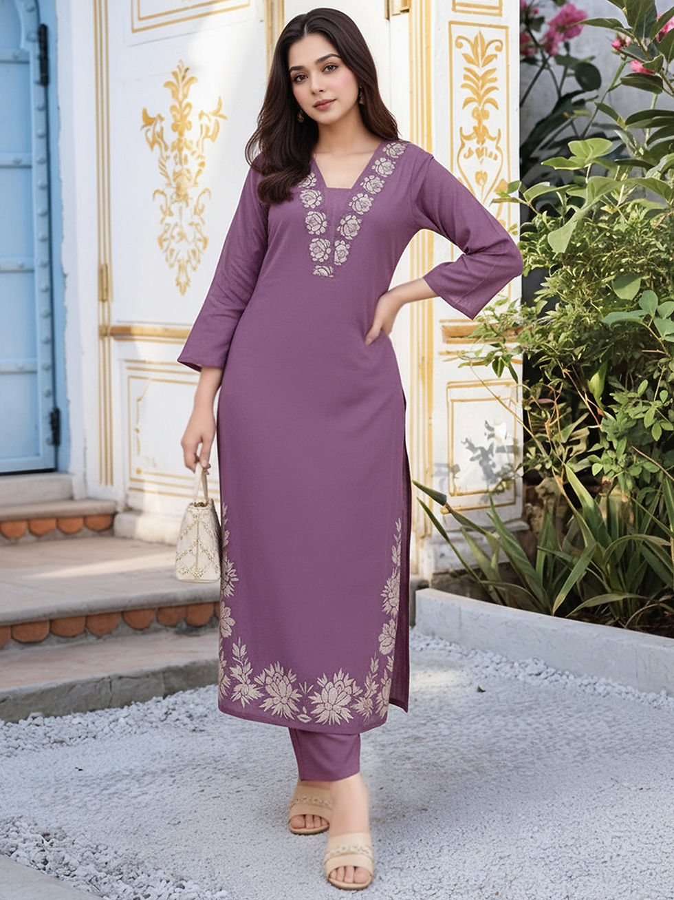 Thumbnail: Labisha woman work rayon blend kurta trouser LAB 1890 PR