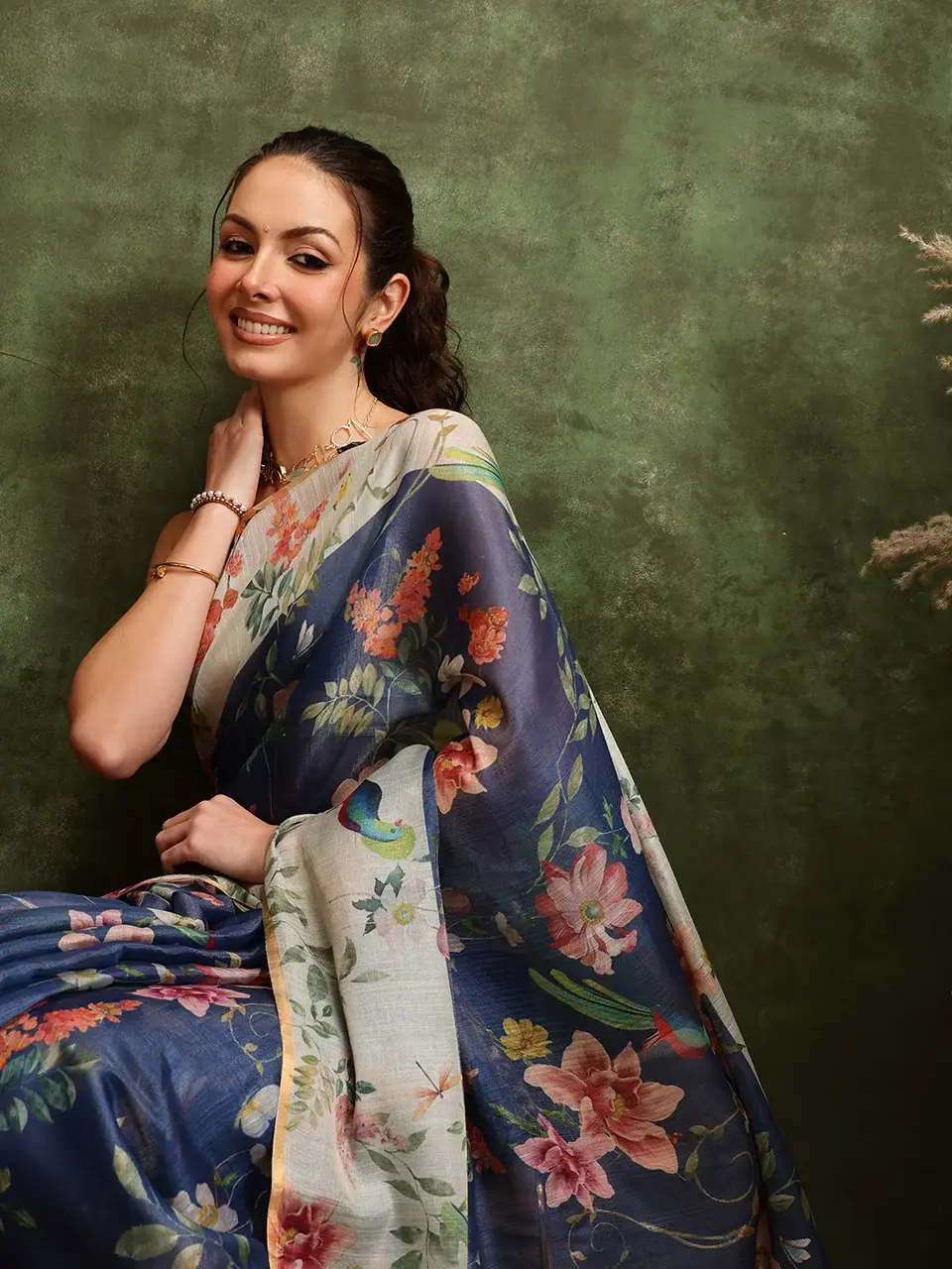 Thumbnail: Bhumi digital printed chanderi saree BHU 2500 BL