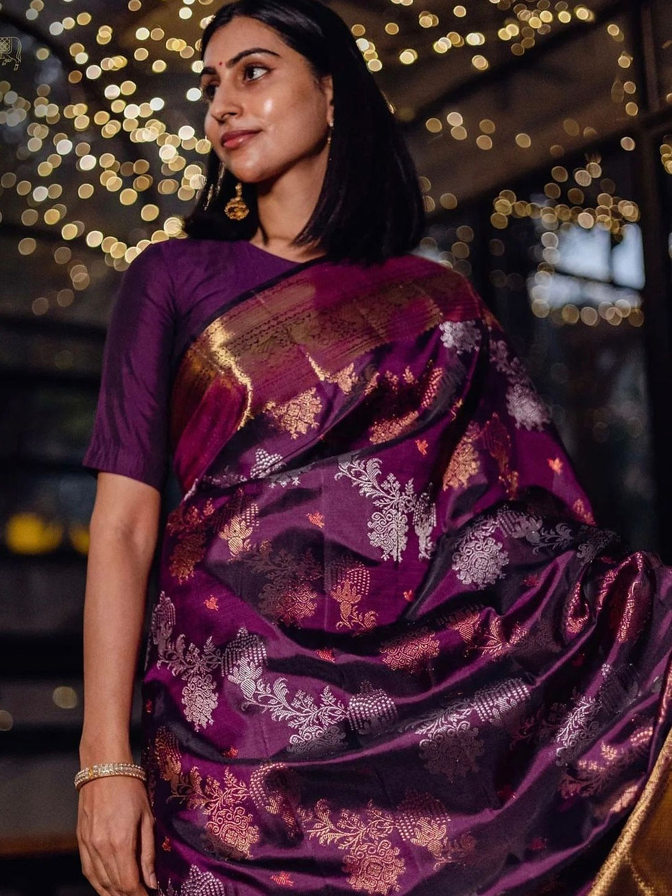 Thumbnail: Purple Kanjeevaram Saree
