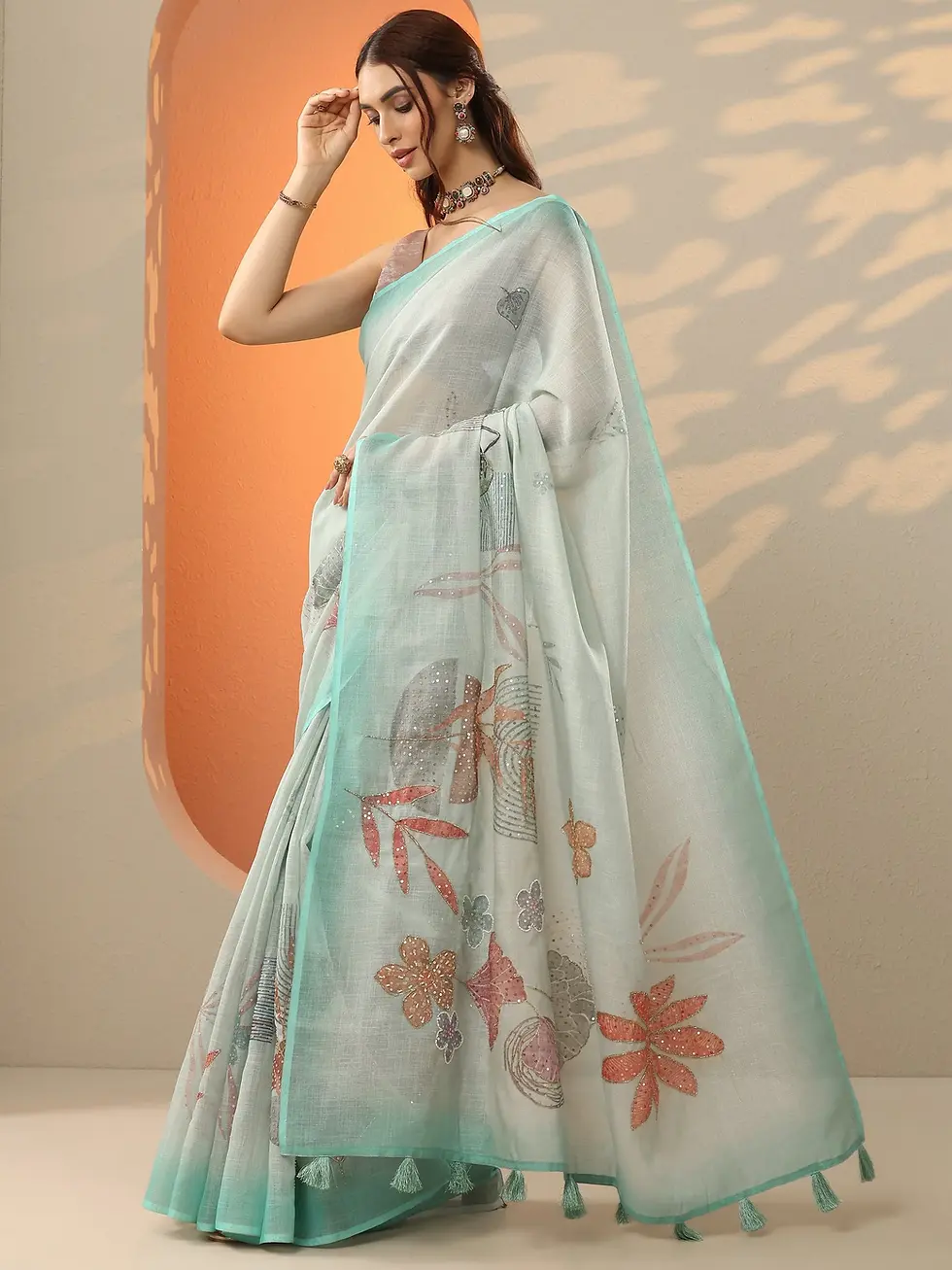 Thumbnail: pure linen saree