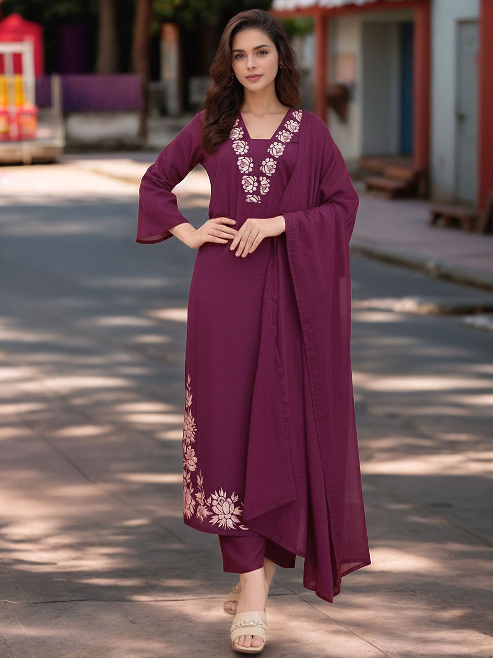 Thumbnail: Labisha woman work rayon blend kurta trouser LAB 1890 PR1