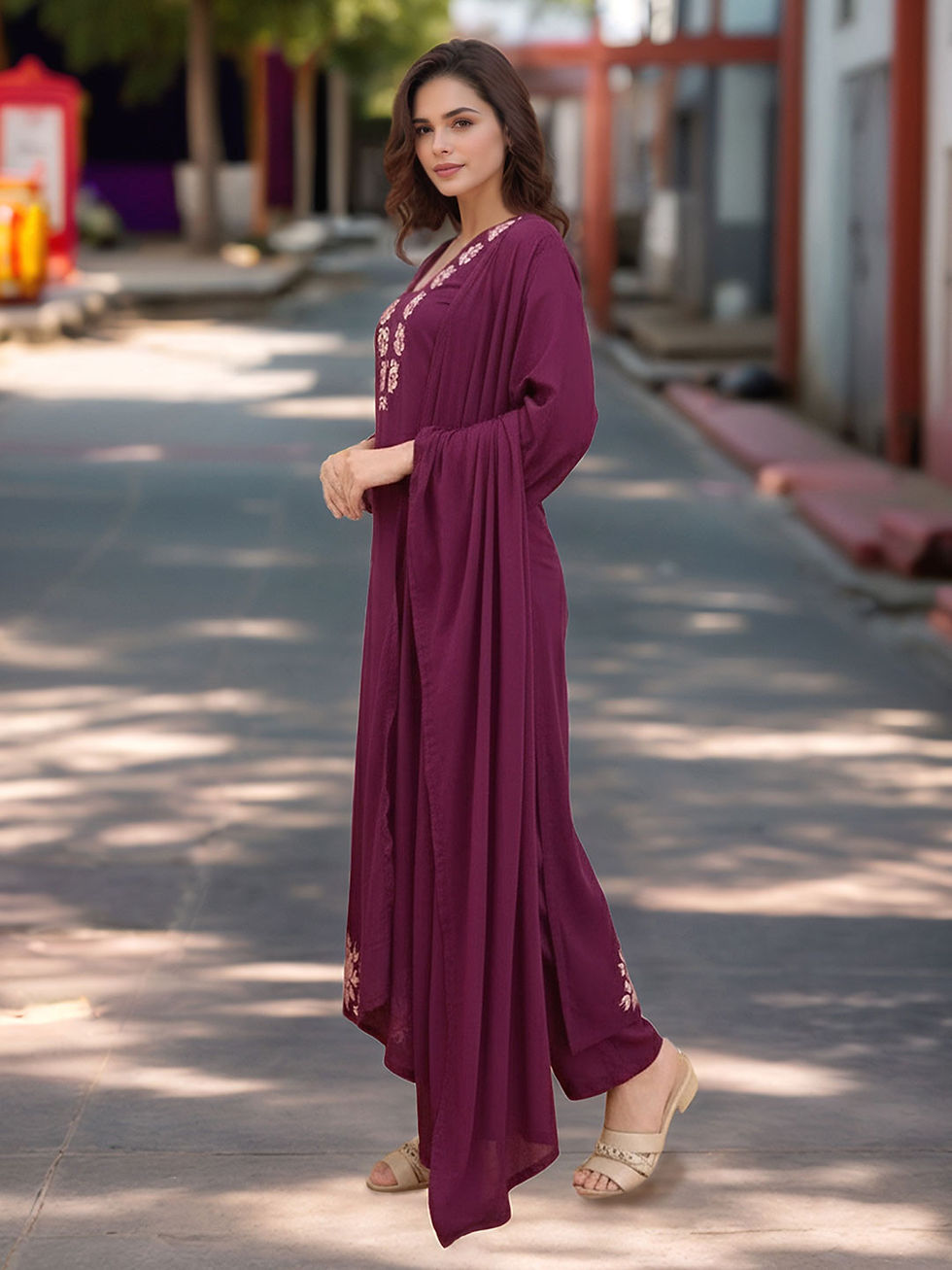 Thumbnail: Labisha woman work rayon blend kurta trouser LAB 1890 PR1