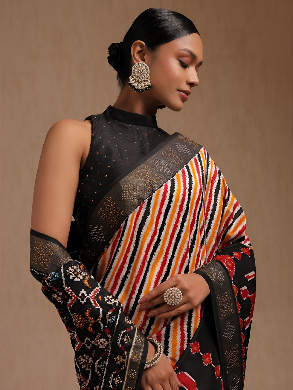 Black Ikkat Patola Silk Saree