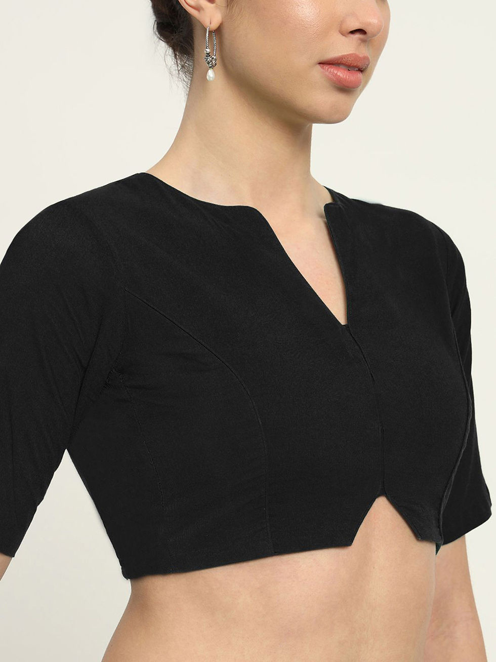 Thumbnail: Rucira silk vneck well define formal wear blouse  RUC 2000 BK