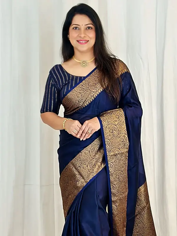 Thumbnail: Manjari Banarasi Silk Saree MNJ 6061 BL3