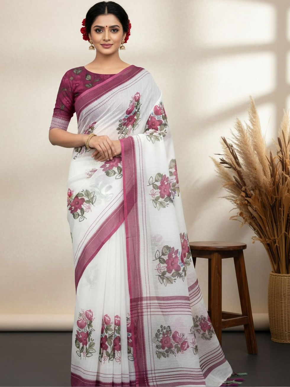 Thumbnail: pure linen saree