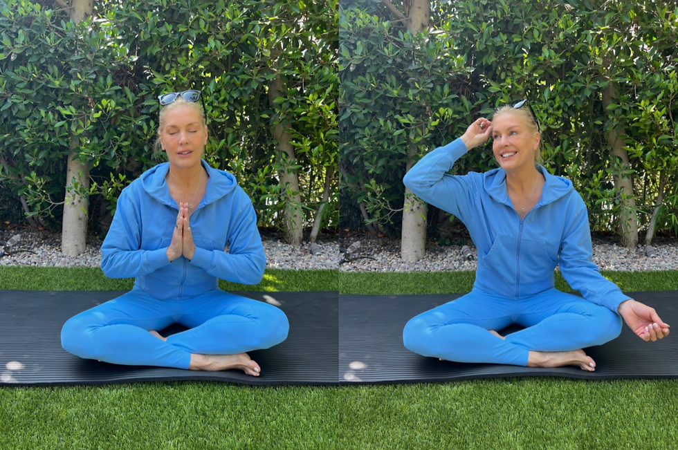 LaReine practicing a breathing technique that helps you reset. Tap the photo to see the tutorial!