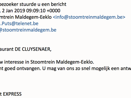 2 jan.Contact opnemen met VZW Stoomcentrum Maldegem : kunnen wij op de trein ?