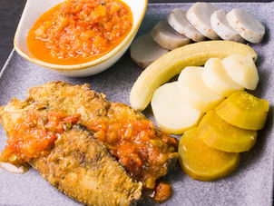 Fried Fish & Tomato Sauce with Ground Provisions Recipe