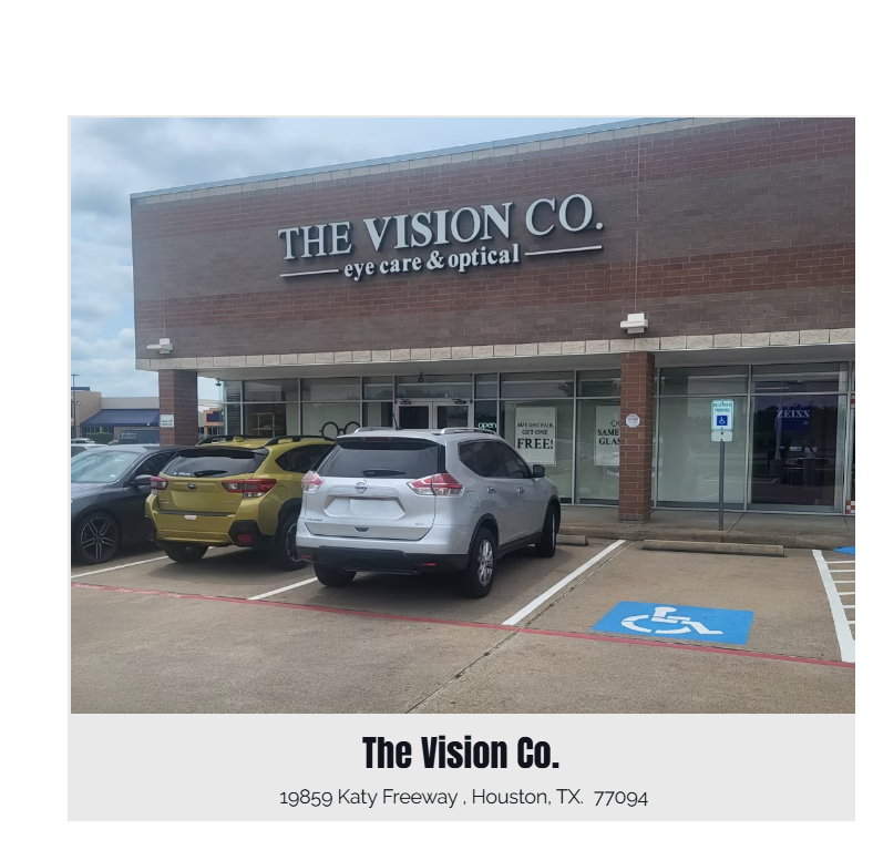High angle view of various eyeglass lenses displayed on a counter