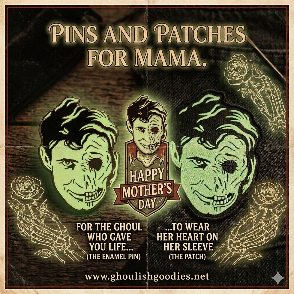 NORMAN BATES GLOW IN THE DARK PINS & PATCHES FOR MAMA
