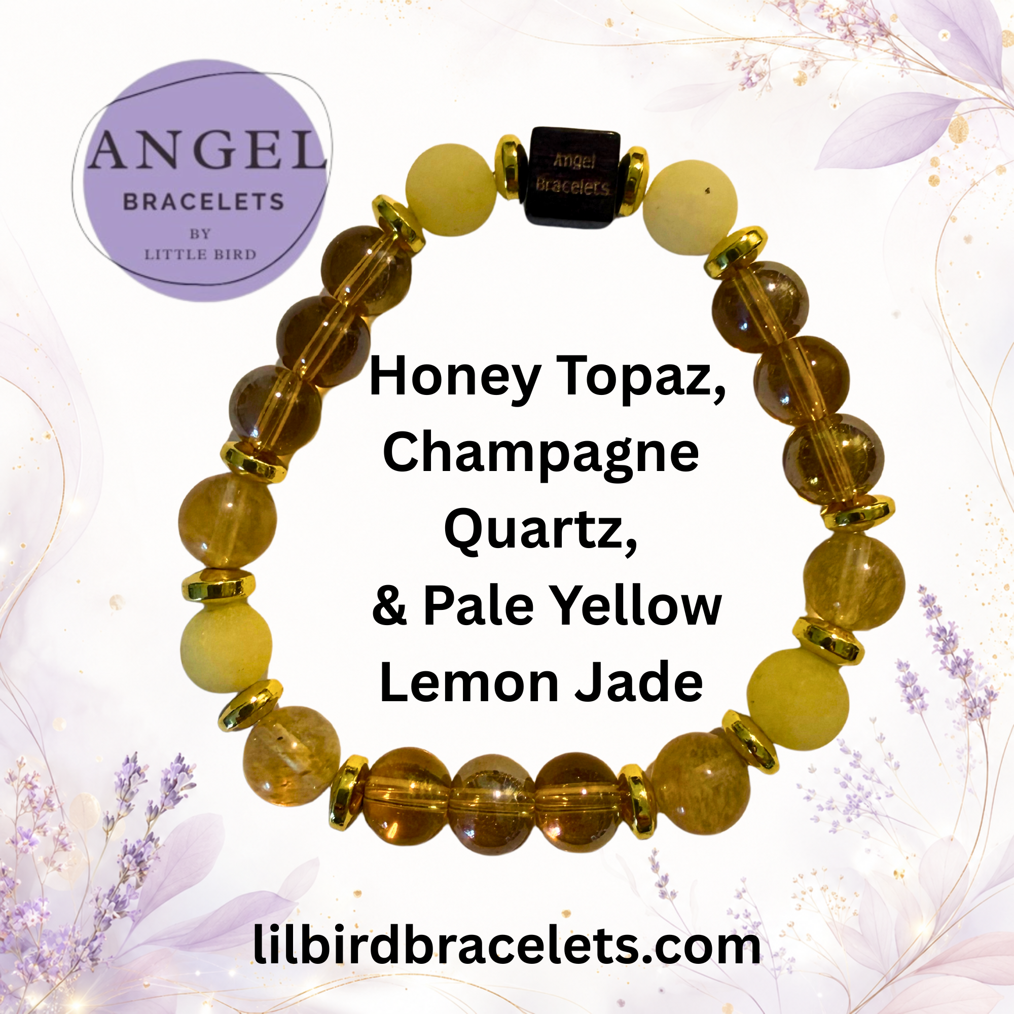 Honey Topaz, Champagne Quartz & Pale Lemon Yellow Jade Angel Bracelet