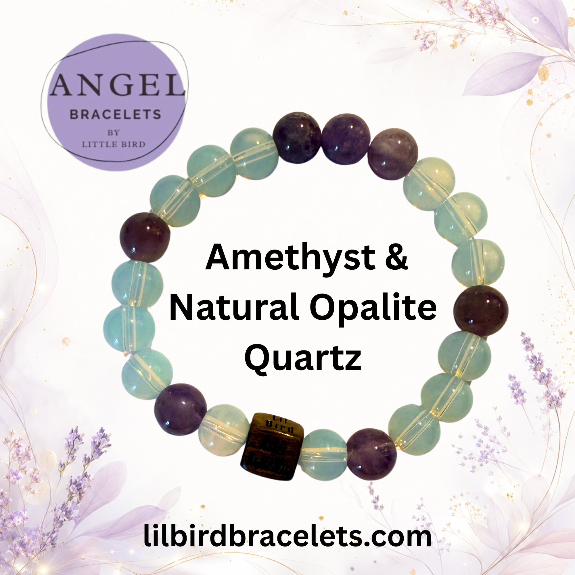 Amethyst & Natural Opalite Quartz Angel Bracelet