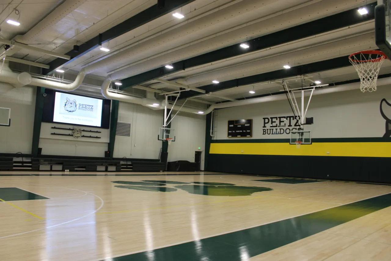 Visitors were able to check out the newly renovated large gym during Peetz School's grand opening ce
