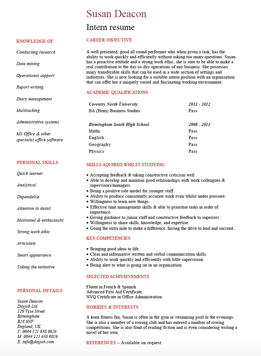 Internship CV (1)