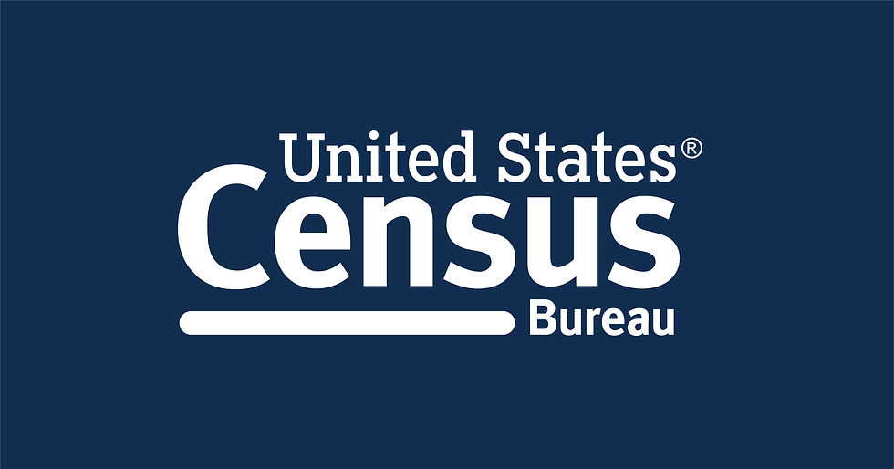 United States Census Bureau logo on navy blue background. Census Bureau.