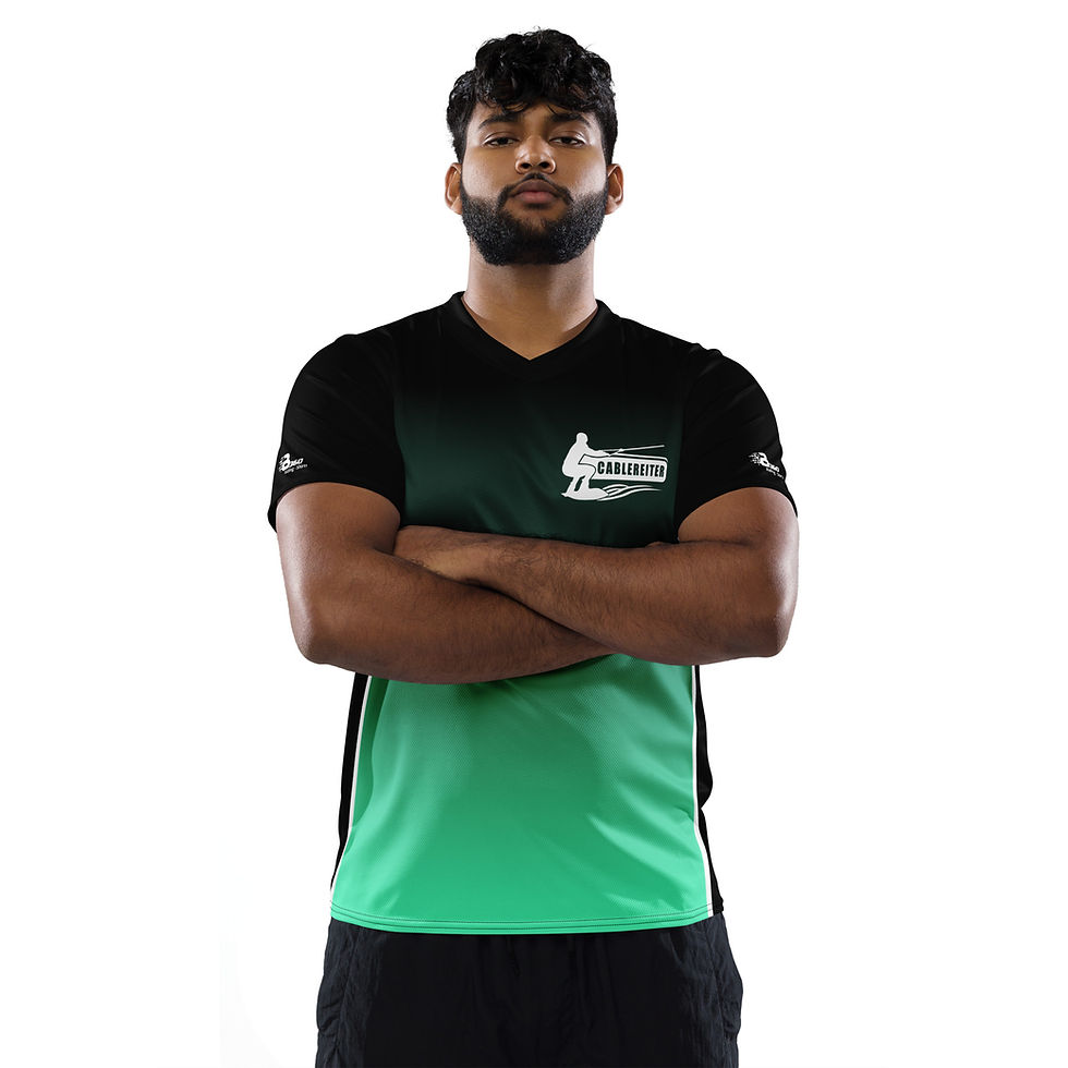 Thumbnail: recyceltes quick-dry T-Shirt Unisex Ridershirt mit UV Schutz Cablereiter grün