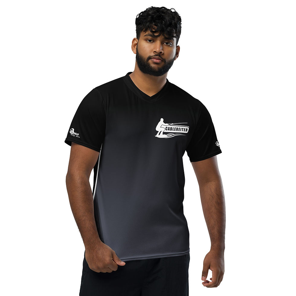 Thumbnail: recyceltes quick-dry T-Shirt Unisex Ridershirt mit UV Schutz Cablereiter sw/grau