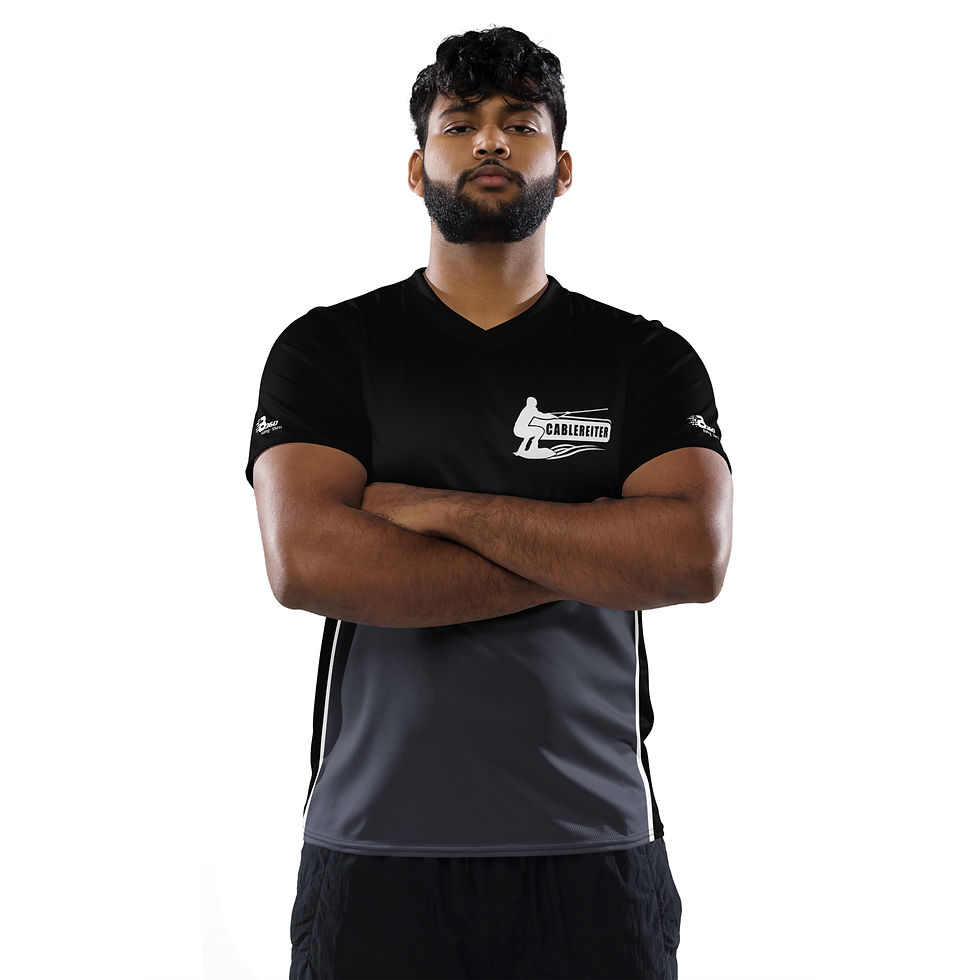 Thumbnail: recyceltes quick-dry T-Shirt Unisex Ridershirt mit UV Schutz Cablereiter sw/grau