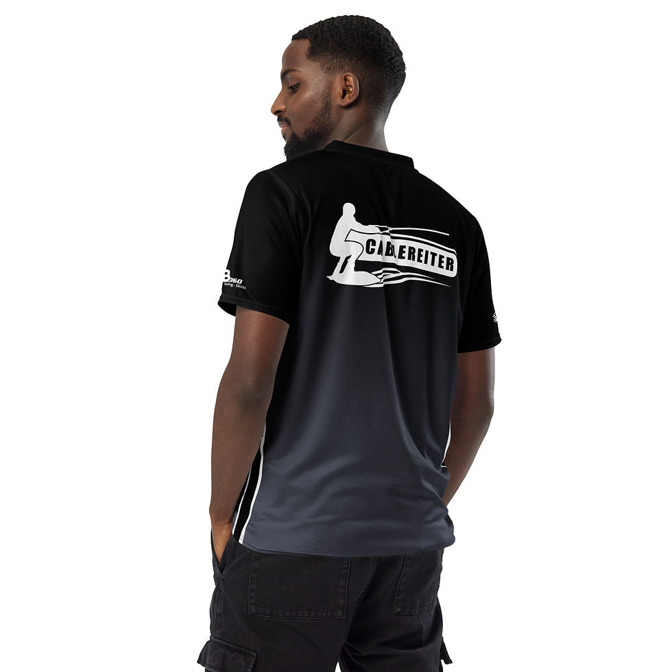 Thumbnail: recyceltes quick-dry T-Shirt Unisex Ridershirt mit UV Schutz Cablereiter sw/grau