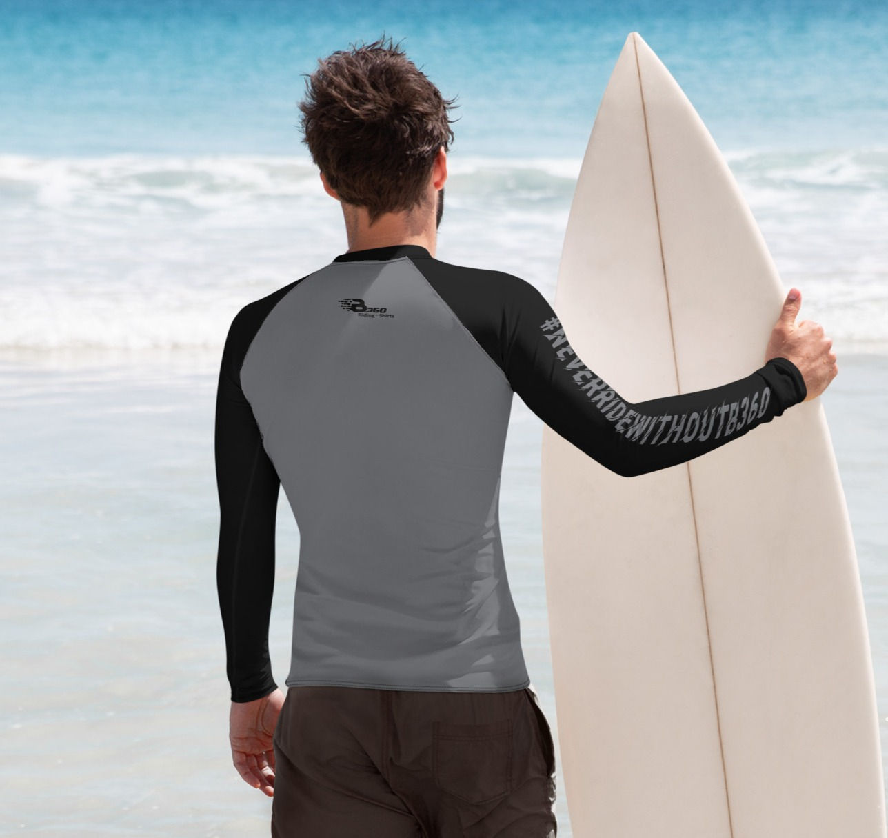 Rashguard mit 18% Elastan Lycra für Herren mit UV Schutz #NEVERRIDE grau