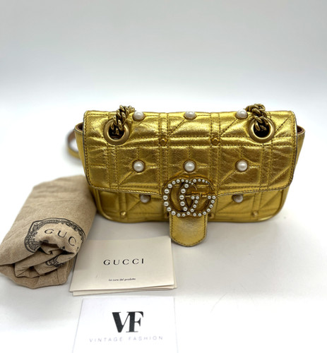 Gucci Gucci GG Marmont Pearly – borsa vintage Molto Buono, Nero, Pelle Selleria