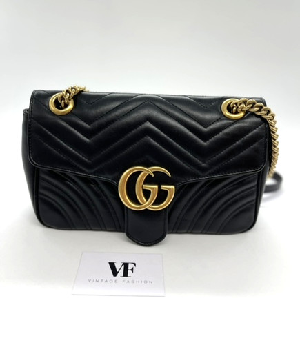 Gucci Gucci Marmont 26 – borsa vintage Molto Buono, Blu, Pelle Agneau