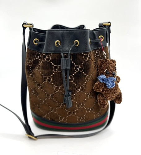 Gucci Gucci Secchiello Ophidia Velvet – borsa vintage Eccellente, Beige, Pelle Agnello