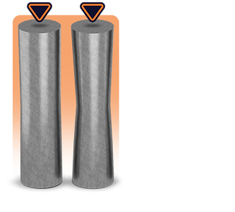 Two hightlighted round steel piles shown no to mid levels of deterioration.
