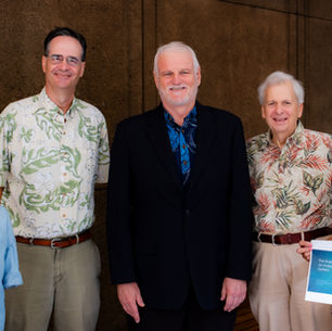 group photo of Retired Circuit Court Judge Rhonda Nishimura, Senator Karl Rhoads, Retired Chief Justice Mark E. Recktenwald, Retired Federal Judge Richard Clifton, and Senator Joy San Buenaventura