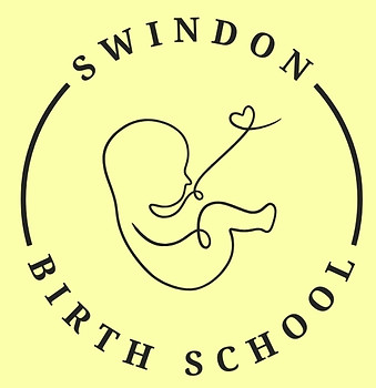 swindon birth school logo depicting a newborn baby outline with a love heart in its umbilical cord