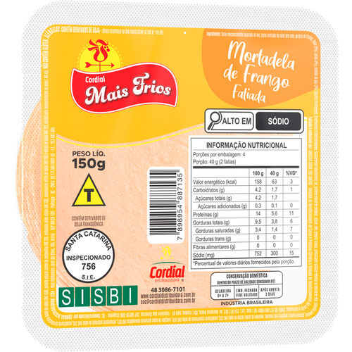 Mortadela De Frango Fat. Mais Frios 150x150g cordialdistribuidora